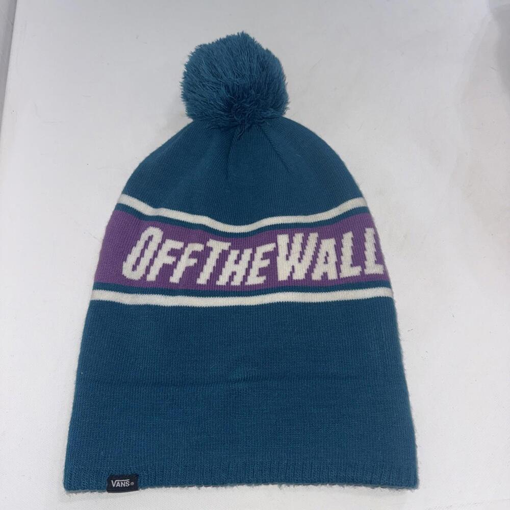 Vans Off The Wall Pom Knit Cuff Beanie Hat Cap Skater Dude‎ One Size Adult
